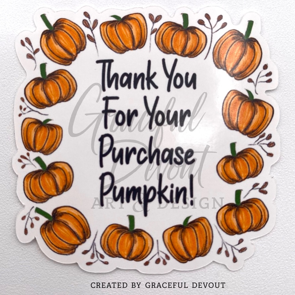 Thank You For Your Purchase Pumpkin! - 2" (inches) (96ct.) Stickers - Picture 3 of 4